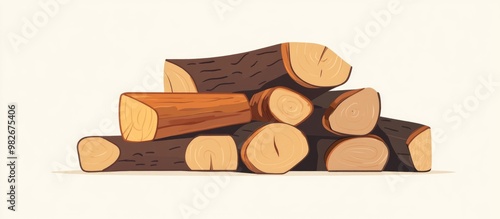 Flat design of firewood sourced from ash trees photo