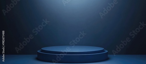 3D rendering of an empty podium set against a deep blue background ideal for showcasing products