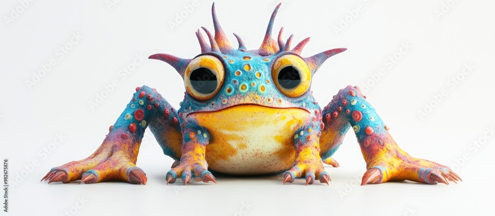 3D rendered fantasy creature with a colorful grunge style featuring a humorous design element and unique expression isolated on a white background 3D rendered fantasy creature with a colorful grunge style featuring a humorous design element and unique expression isolated on a white background