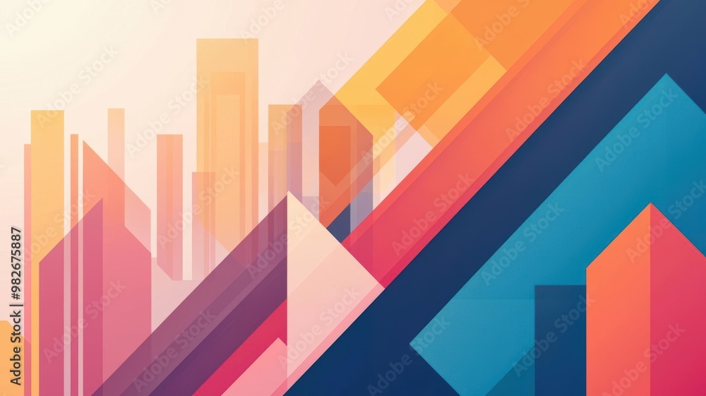 Abstract geometric shapes in vibrant colors, creating a modern and dynamic design suitable for various creative projects.