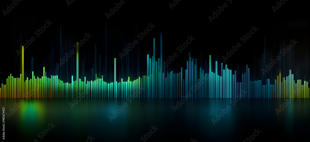 Futuristic Stock Market Chart with Glowing Green and Blue Bars Highlighting Financial Trends, Digital Growth, and Market Analytics in a High-Tech Setting Futuristic Stock Market Chart with Glowing Green and Blue Bars Highlighting Financial Trends, Digital Growth, and Market Analytics in a High-Tech Setting