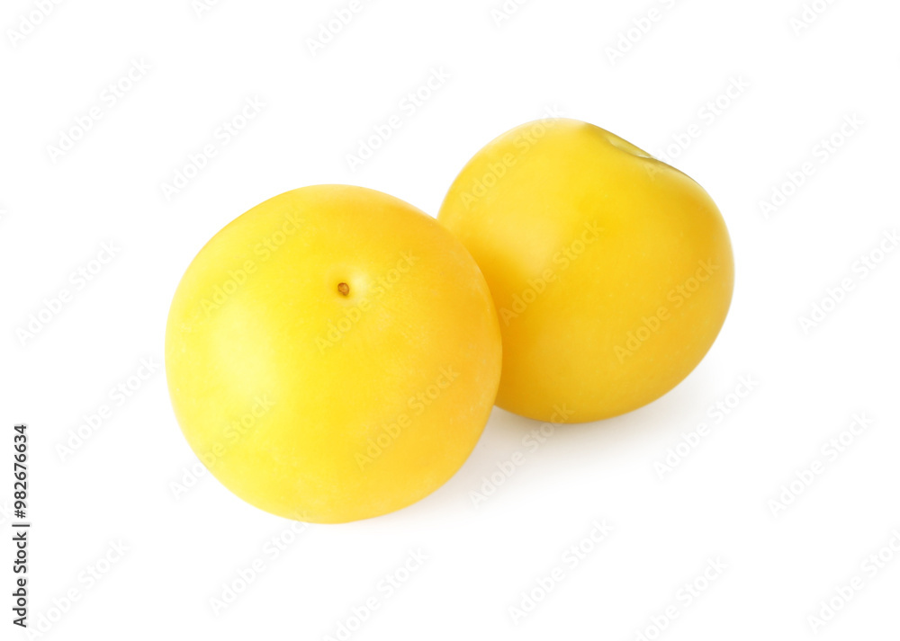 Fresh ripe yellow plums isolated on white Fresh ripe yellow plums isolated on white