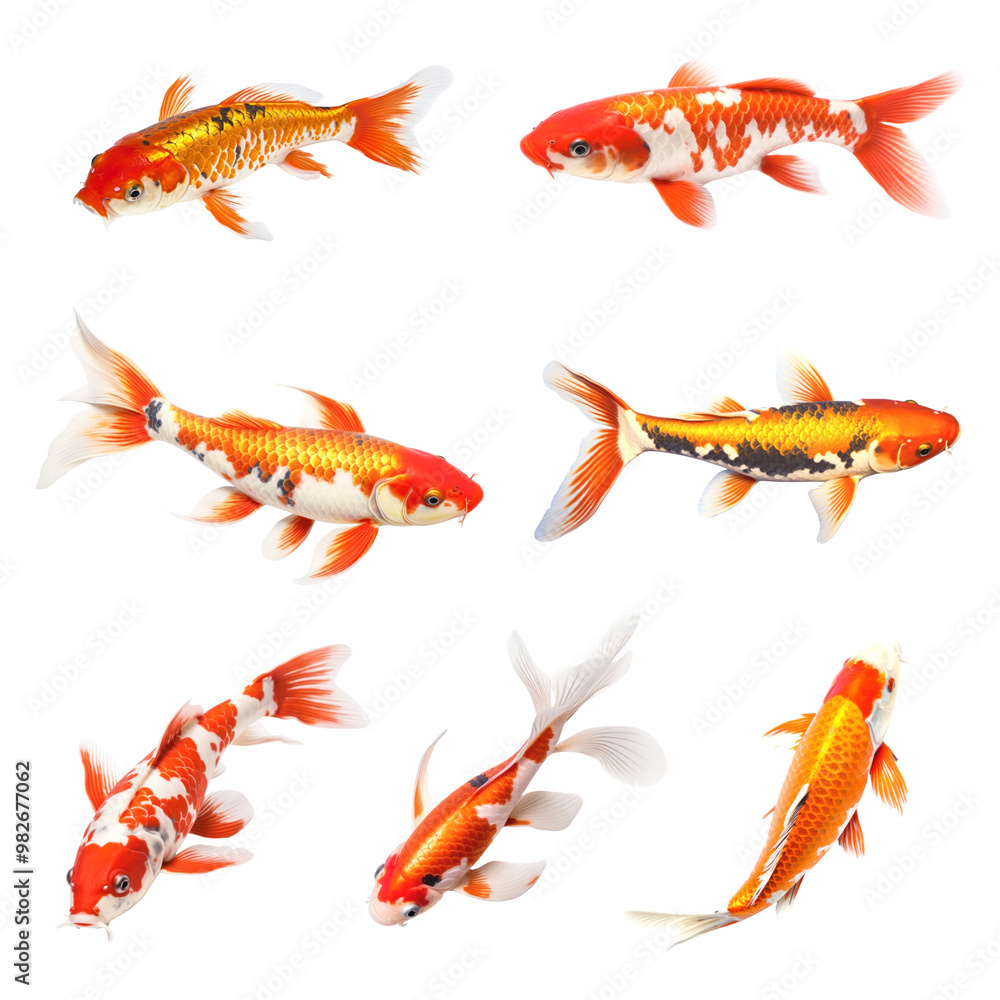 PNG koi fish animal set, transparent background PNG koi fish animal set, transparent background