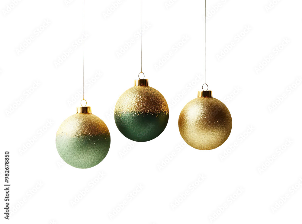 Three green Christmas balls, decoration on an isolated white background Three green Christmas balls, decoration on an isolated white background