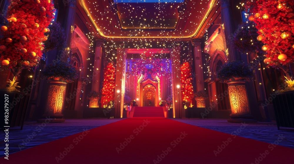 custom made wallpaper toronto digitalGlamorous Red Carpet Event in 3D with Grand Stage and Dramatic Lighting