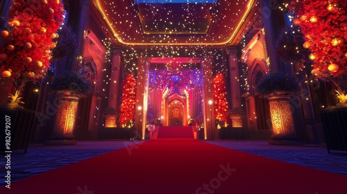 Wallpaper Mural Glamorous Red Carpet Event in 3D with Grand Stage and Dramatic Lighting Torontodigital.ca
