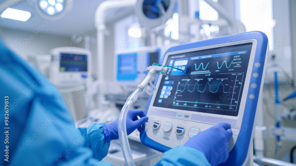 Close-up of a medical professional using a high-tech diagnostic tool Close-up of a medical professional using a high-tech diagnostic tool