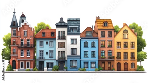 Row of Colorful Houses in a European City