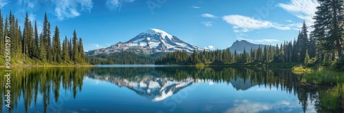 Stunning Mountain Lake Reflection with Snow-Capped Peak