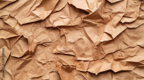 Wallpaper Mural Close-up of textured, crumpled brown kraft paper with uneven folds and creases creating an abstract pattern. Torontodigital.ca