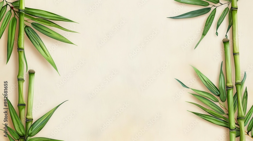 Bamboo leaves on a textured background. Bamboo leaves on a textured background.