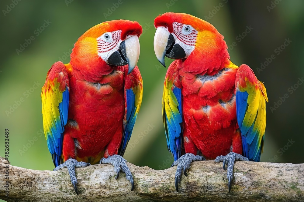 Macaws (Ara ararauna), pair, native to South America, captive, Wachenheim, Germany, Europe, ai Macaws (Ara ararauna), pair, native to South America, captive, Wachenheim, Germany, Europe, ai