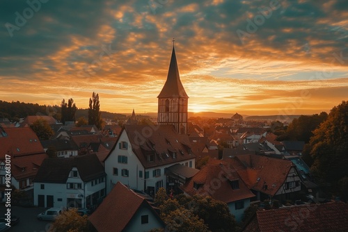 Wallpaper Mural Sky at golden hour in a town in Germany , ai Torontodigital.ca