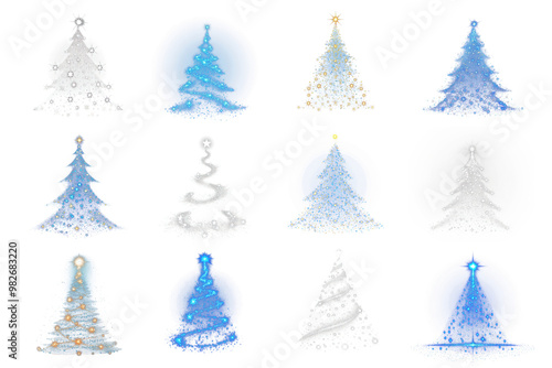 PNG Christmas light effect element set, transparent background photo