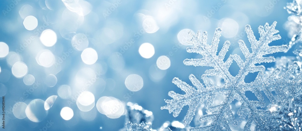 Close-up of a Delicate Snowflake with Bokeh Background Close-up of a Delicate Snowflake with Bokeh Background