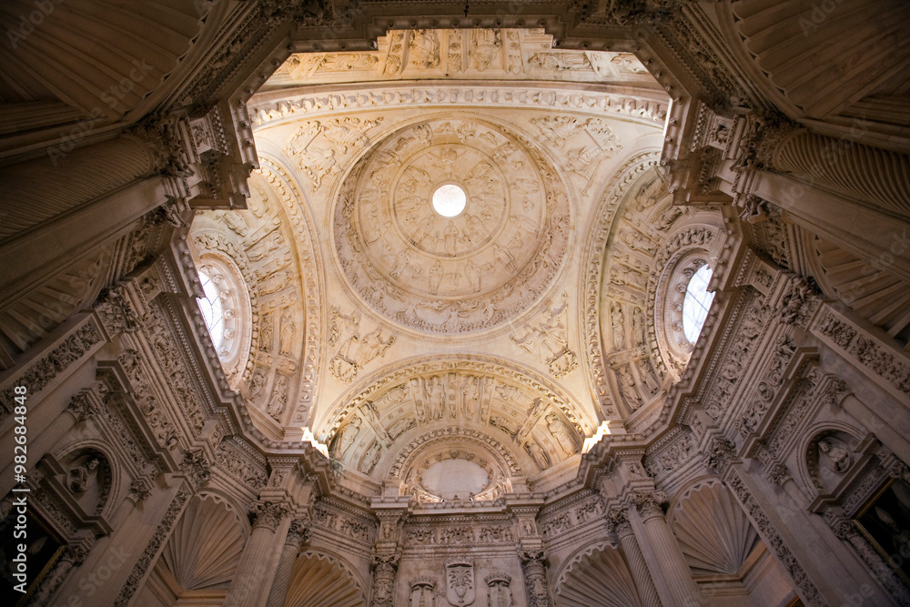 Fototapeta premium Seville, Spain, Dec 24 2007, Detailed View of the 16th-century Sacristy Vault in Sevilla Cathedral