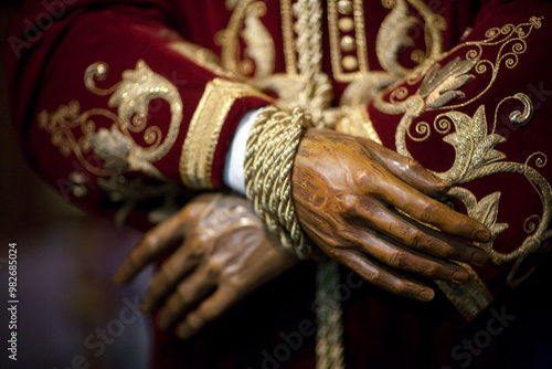 Fotografía Seville, Spain, March 4 2008, Bound Hands of Nuestro Padre Jesús Ante Anás in Se