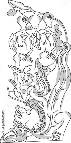 Wallpaper Mural Vector sketch illustration silhouette design icon logo symbol engraving classic vintage ethnic traditional Torontodigital.ca