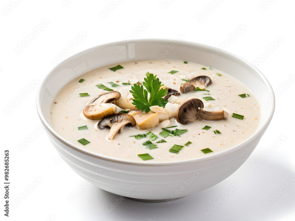 mushroom soup in white bowl isolated white background with clipping path, full hd
mushroom soup in white bowl isolated white background with clipping path, full hd