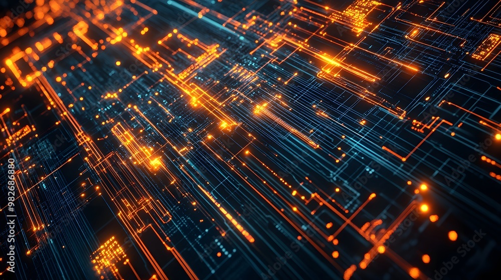Abstract Digital Network with Glowing Lines Abstract Digital Network with Glowing Lines