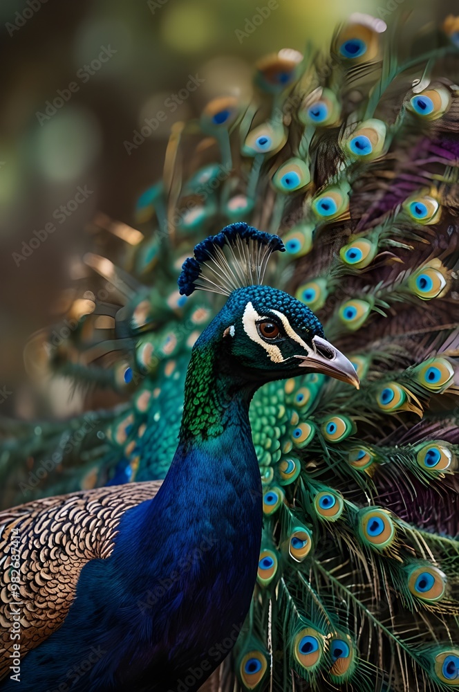 Obraz premium peacock with feathers out