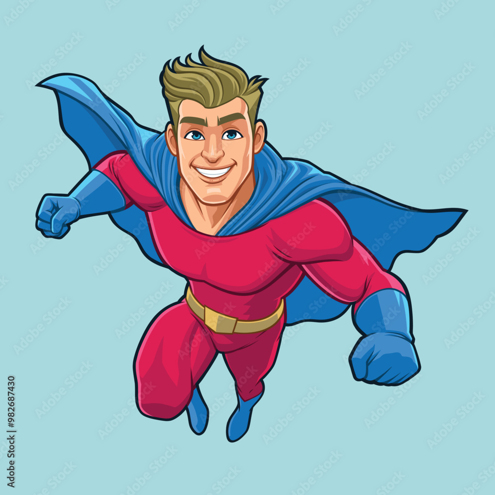 Superhero flying towards camera Superhero flying towards camera