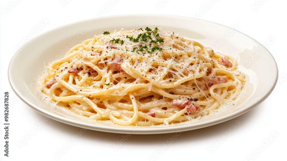Delicious spaghetti pasta topped with cheese and herbs, served on a white plate. Perfect for food lovers and culinary enthusiasts. Delicious spaghetti pasta topped with cheese and herbs, served on a white plate. Perfect for food lovers and culinary enthusiasts.