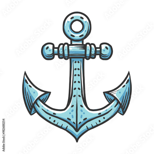 Vector image of anchor. Cartoon and outline style image