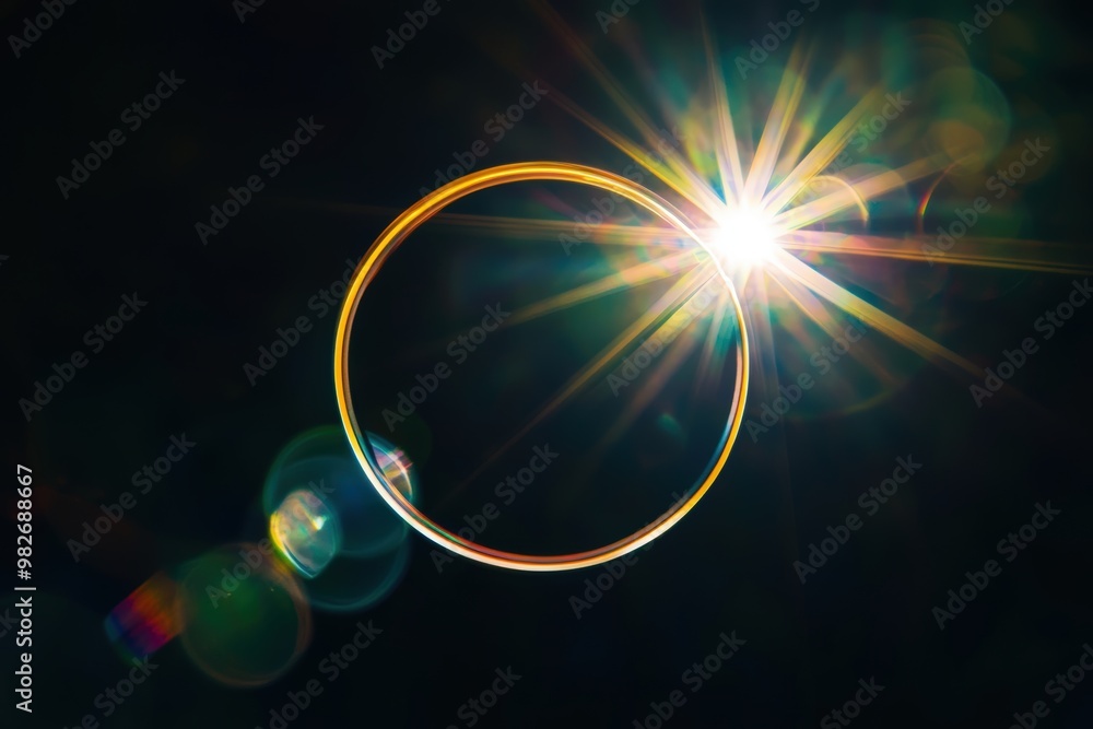Bright light shines through a ring. Bright light shines through a ring.