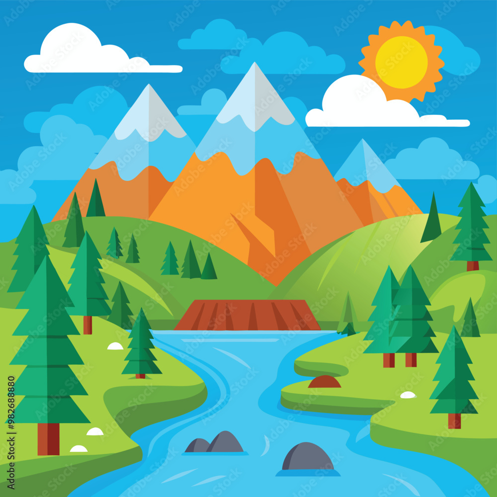 Obraz premium Natural landscape with river concept design