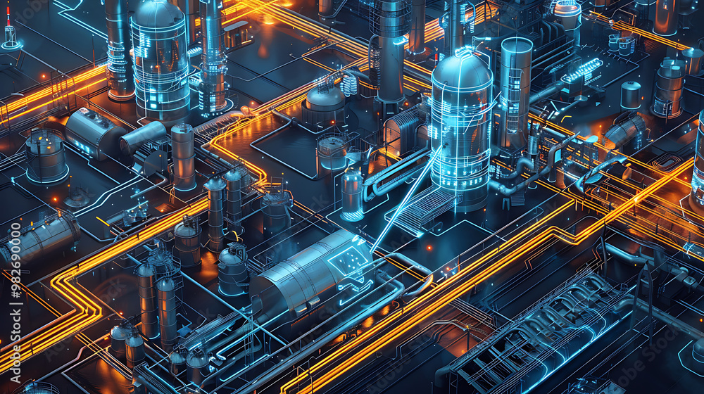 Obraz premium holographic future building