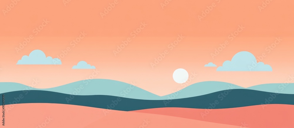 Peach Sky With Blue Clouds And Salmon Orange Color Frame Peach Sky With Blue Clouds And Salmon Orange Color Frame