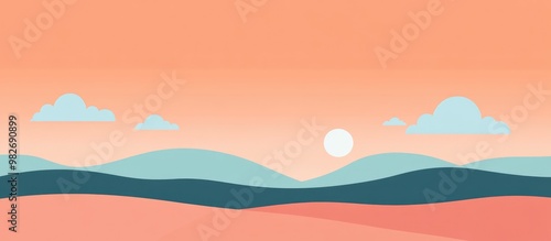 Peach Sky With Blue Clouds And Salmon Orange Color Frame