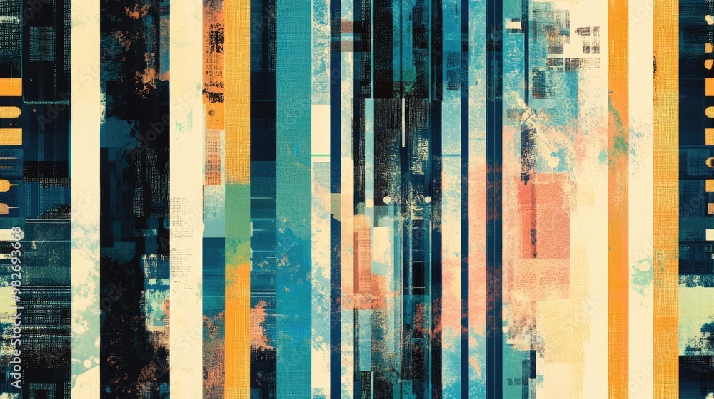 Obraz premium Abstract representation of data and bar codes on a digital striped background