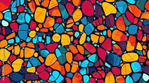 Vibrant seamless mosaic abstract design for textiles and creative projects