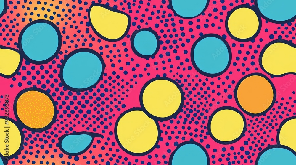 Funky retro pop art background featuring colorful comic book style dot patterns perfect for games presentations and illustrations for children s content Funky retro pop art background featuring colorful comic book style dot patterns perfect for games presentations and illustrations for children s content