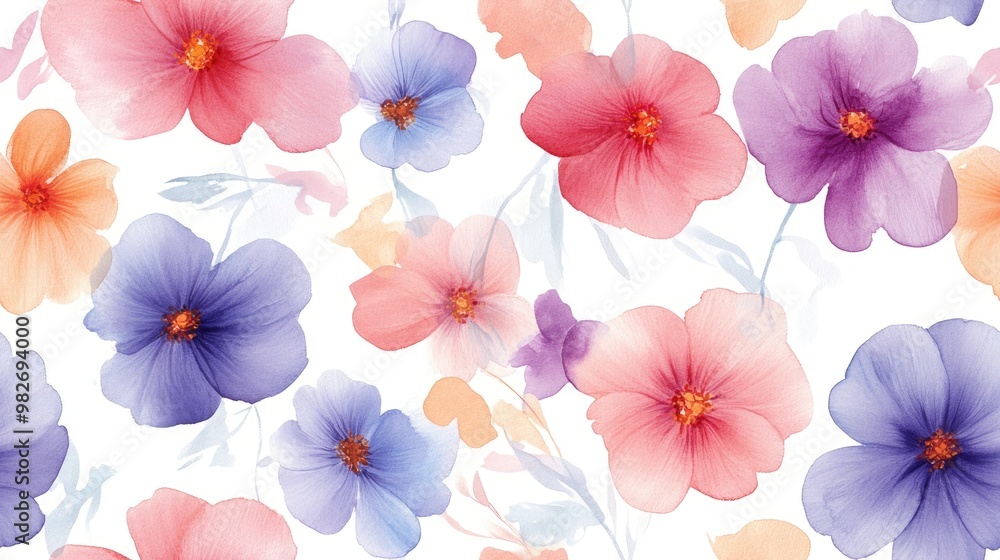 Watercolor flower illustration Handcrafted composition Seamless pattern Design for covers fabrics textiles and wrapping paper Watercolor flower illustration Handcrafted composition Seamless pattern Design for covers fabrics textiles and wrapping paper