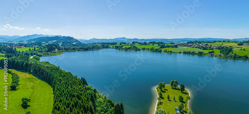 Ausblick auf den Rottachsee im Oberallgäu an einem sonnigen Sommertag photo