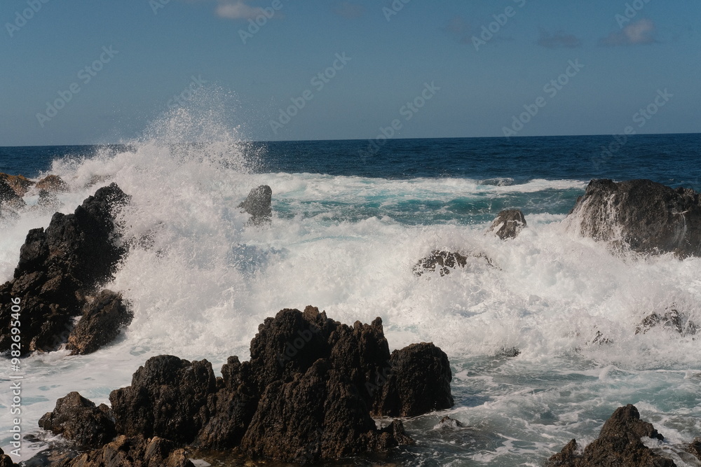 Porto Moniz Natural Swimming Pools waves with rocks Porto Moniz Natural Swimming Pools waves with rocks