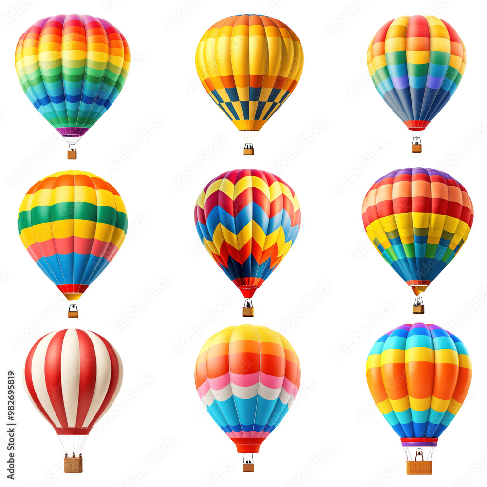 Fototapeta premium PNG colorful hot air balloon, transparent background