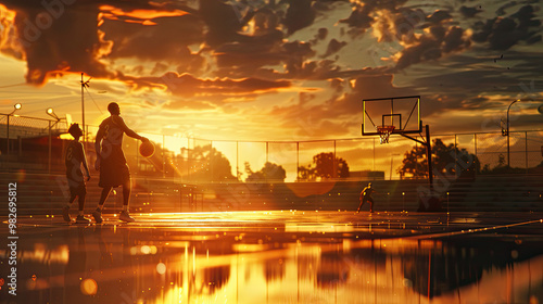 Wallpaper Mural Basketball players on big professional arena during the game Torontodigital.ca