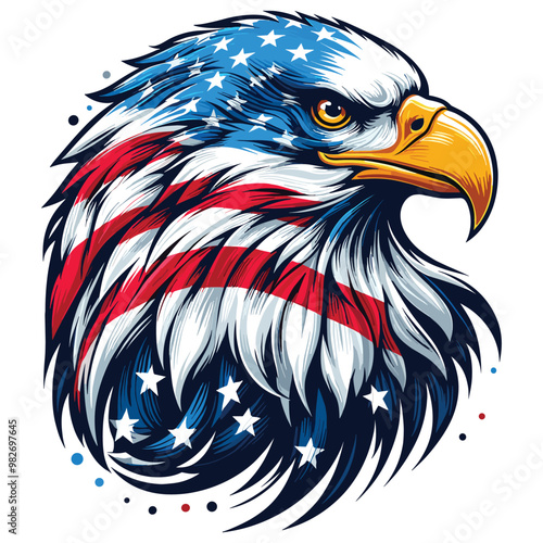 American flag-themed eagle illustration, patriotic colors, perfect for Independence Day banners photo