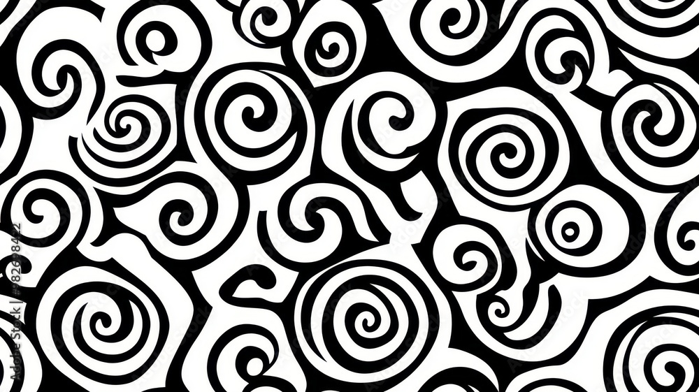seamless pattern, A striking black and white swirl pattern, perfect for backgrounds, textiles, and decorative elements. Bold, dynamic, and versatile. seamless pattern, A striking black and white swirl pattern, perfect for backgrounds, textiles, and decorative elements. Bold, dynamic, and versatile.