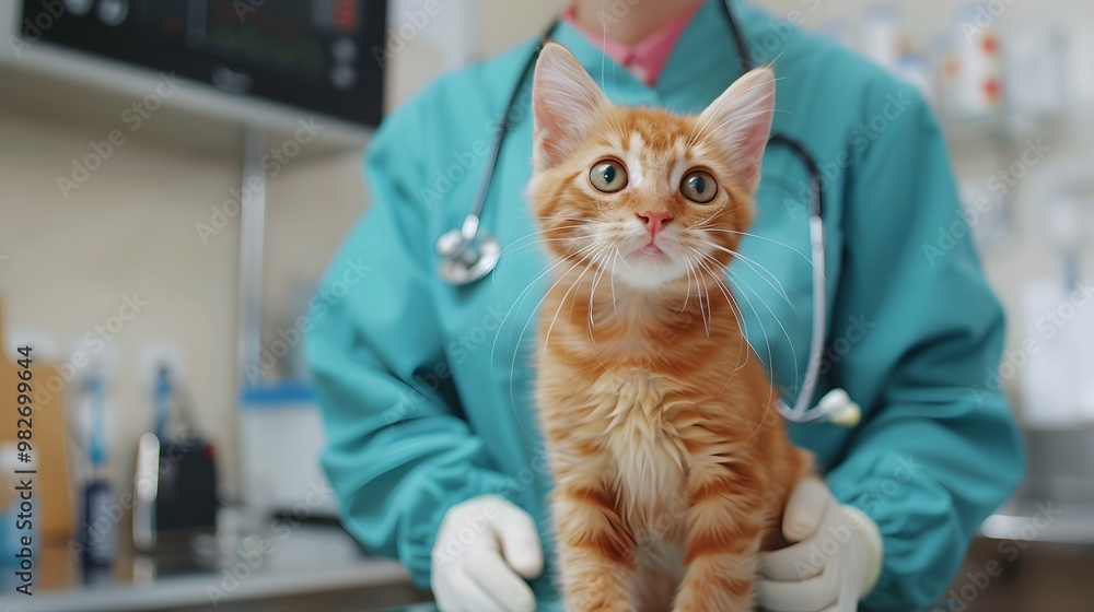 Cute Doctor Cat in Hospital: Adorable Feline in Medical Uniform Cute Doctor Cat in Hospital: Adorable Feline in Medical Uniform