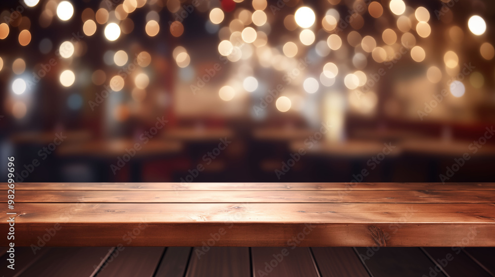 Rustic Wooden Table in a Cozy Bar Rustic Wooden Table in a Cozy Bar