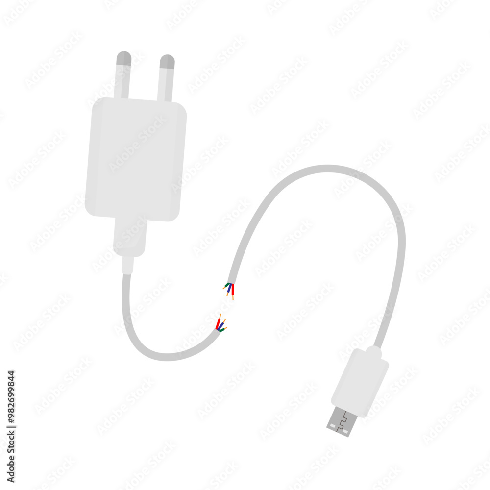 vector of broken or damaged cellphone charging cables, dangerous electricity vector of broken or damaged cellphone charging cables, dangerous electricity