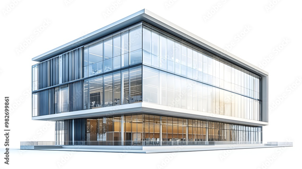 Striking Modern Architectural Building in Sleek Glass and Steel Facade Striking Modern Architectural Building in Sleek Glass and Steel Facade