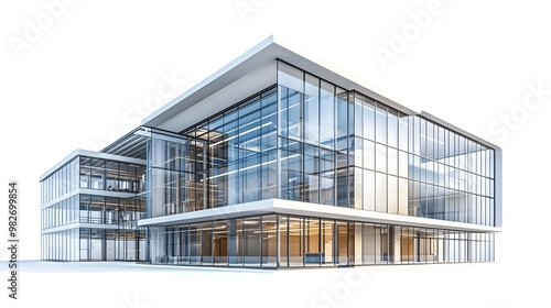 Sleek and Sophisticated Corporate Office Building with Glass Facade in Urban Landscape