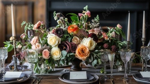 centerpiece, elegant setting, creative composition 