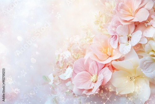 Delicate Pink and White Flowers with Sparkling Lights